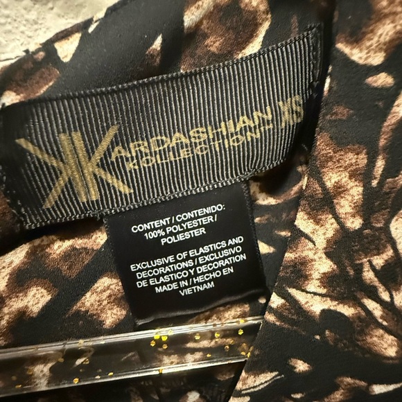 Kardashian Kollection Black and Brown Animal Print Jumpsuit Sz XS - Picture 4 of 10